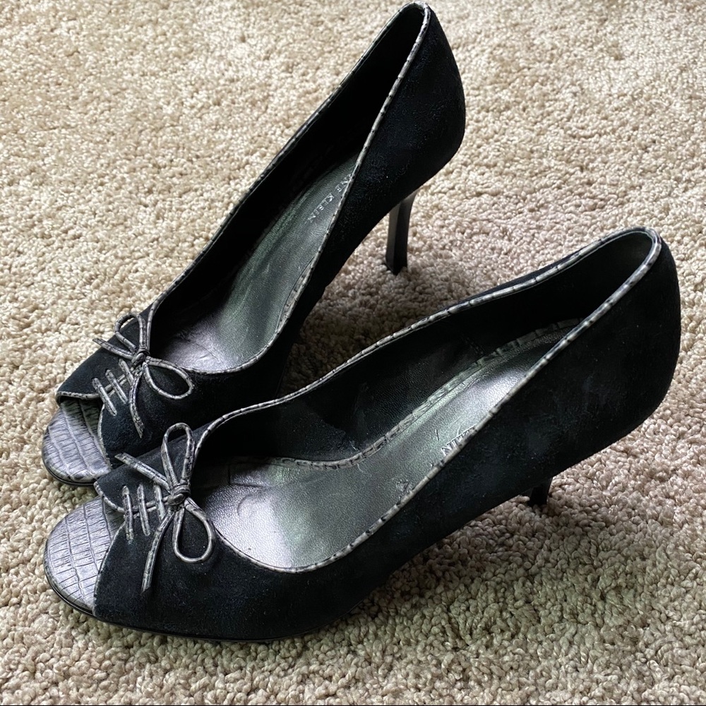 Anne Klein Peep Toe Bow Black Pumps Heels 9M